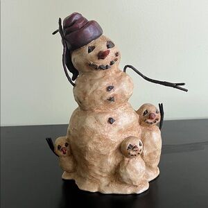 Holiday folk art-style resin snowman